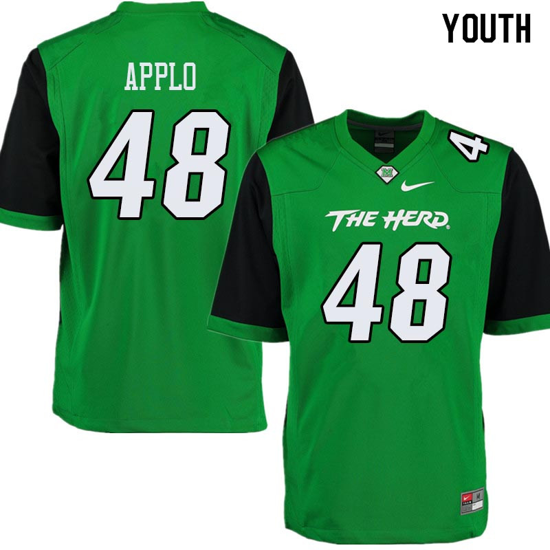 Youth #48 Zach Applo Marshall Thundering Herd College Football Jerseys Sale-Green